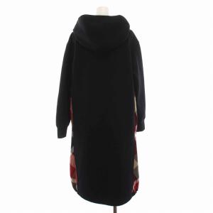 BLUE LABEL CRESTBRIDGE 22SS スウェット ワンピース ひざ丈 フード付き チェック切替 長袖 38 M 黒 ブラック 55J60-707-09