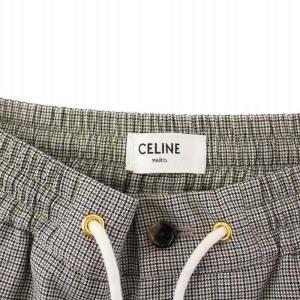 CELINE ルーズカーゴパンツ イージー チェック 34  アイボリー ブラウン 2P840462T