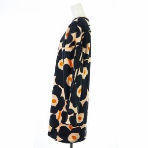 adidas marimekko スウェットドレス ワンピース ひざ丈 長袖 裏起毛 ウニッコ柄 M ベージュ 黒 ブラック H23804
