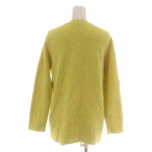 CELFORD 22AW ロゴふくれジャガードニットカーディガン 長袖 クルーネック 総柄 ロゴ ウール混 F 黄色 イエロー CWNT225064