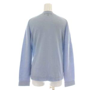 Salvatore Ferragamo ニットカーディガン 長袖 Vネック カシミヤ 切替 ロゴ刺繍 S 水色