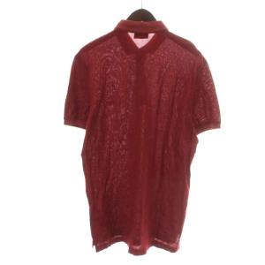 Salvatore Ferragamo ポロシャツ 半袖 ハーフボタン 鹿の子 ガンチーニ ロゴ刺繍 L 赤 レッド