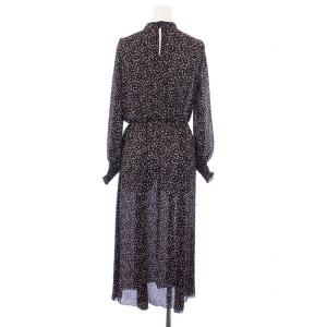 ANAYI 22SS スターモチーフ プリーツ シフォンワンピース 長袖 ロング 総柄 36 S 黒 ブラック 102217-14-060-95-360