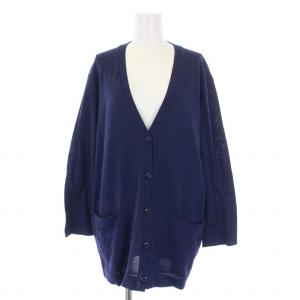 Christian Dior ニット カーディガン 長袖 Vネック ロゴ M 紺 ネイビー