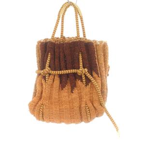 JAMIN PUECH トートバッグ ハンドバッグ ラフィア ポーチ付き ピンクベージュ