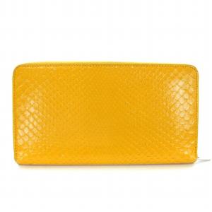 CELINE 長財布 ラウンドファスナー パイソン レザー 黄色 イエロー