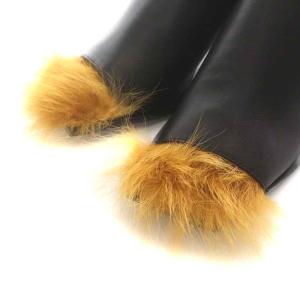 UN3D. フォックスファーサンダル FOX FUR SANDAL ミュール スクエアトゥ ハイヒール ボールヒール レザー 37 23.5cm