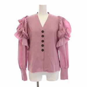 CELFORD 22SS フリルショルダーニットカーディガン Vネック 長袖 38 M ピンク CWNT221099