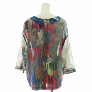 PAUL SMITH PAUL シャツ ブラウス ウール 水玉 ドット 総柄 七分袖 44 L マルチカラー
