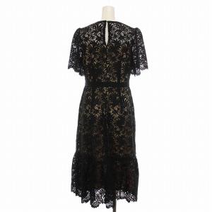 CELFORD 20SS リーフレースワンピース ロング 総レース 刺繍 半袖 36 S 黒 ブラック CWFO202001