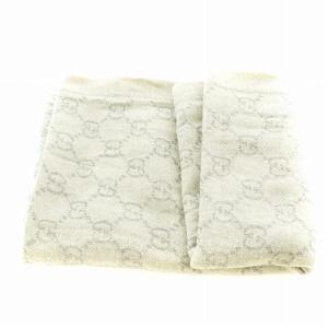 GUCCI GG柄 ストール マフラー フリンジ ウール グレー