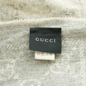 GUCCI GG柄 ストール マフラー フリンジ ウール グレー