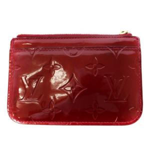 LOUIS VUITTON モノグラム ヴェルニ ポシェットクレNM 小銭入れ コインケース キーチェーン付き 赤 レッド M93559