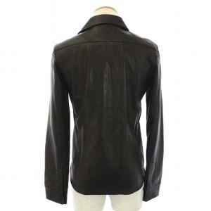 AKM wrinkle lamb plain shirts 羊革 ラムレザー シャツ 長袖 M 茶 ブラウン B125