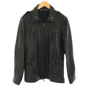 羊革 ラムレザー ジャケット ジップアップ アウター M 黒 ブラック /TK