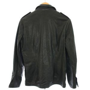 AKM 羊革 ラムレザー ジャケット ジップアップ アウター M 黒 ブラック /TK