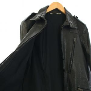 AKM 羊革 ラムレザー ジャケット ジップアップ アウター M 黒 ブラック /TK