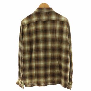 SUGAR CANE RAYON OMBRE CHECK OPEN SHIRT レーヨン オンブル チェック オープンシャツ 長袖 L 茶 ブラウン