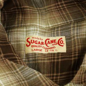 SUGAR CANE RAYON OMBRE CHECK OPEN SHIRT レーヨン オンブル チェック オープンシャツ 長袖 L 茶 ブラウン