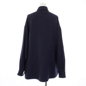 PRADA 22年製 Navy Gabardine Shirt シャツジャケット オーバーサイズ 38 ネイビー
