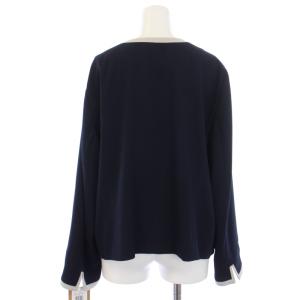 Leilian 配色トリムノーカラージャケット 総裏地 大きいサイズ 17+ ネイビー 1204477