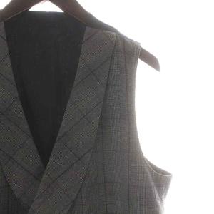 Gabriele Pasini ベスト ジレ ダブル ショールカラー グレンチェック ウール 48 M グレー 黒 ブラック