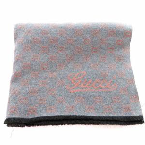 GUCCI マフラー 大判 GG柄 オレンジ グレー