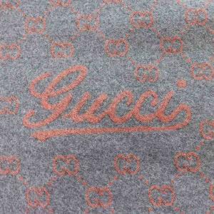 GUCCI マフラー 大判 GG柄 オレンジ グレー