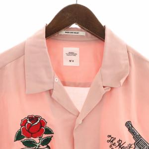 BEDWIN＆THE HEARTBREAKERS WASH AND WEAR オープンカラー シャツ ビッグサイズ ワッペン 刺繍 N4 XL 半袖 ピンク