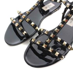 VALENTINO GARAVANI サンダル フラット ストラップ ロックスタッズ ラバー 23.0cm ブラック