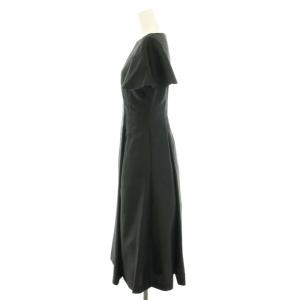 CELFORD フレアスリーブシャンタンワンピース ロング ボートネック 半袖 タグ付き 36 S 黒 ブラック