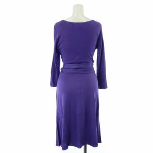 ISSA LONDON タグ付き フレアワンピース ミモレ ロング ドレープ 絹 シルク 長袖 8 XS 紫 パープル