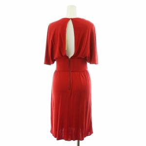 ISSA LONDON ワンピース ひざ丈 半袖 シルク 絹 6 XS 赤 レッド 14-04-00227