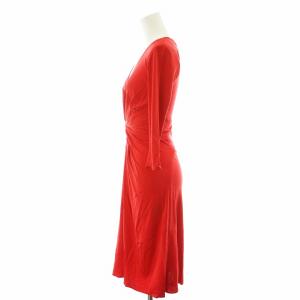 ISSA LONDON ワンピース ミモレ ロング 長袖 シルク 絹 UK6 XS 赤 レッド