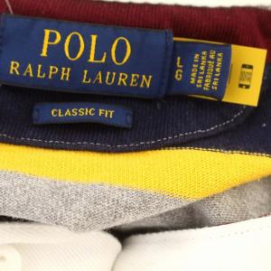 POLO RALPH LAUREN ラガーシャツ ボーダー ロンT 長袖 L ネイビー グレー
