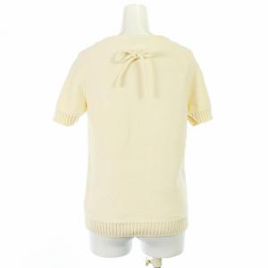 YURI PARK ニット セーター 半袖 ボートネック リボン コットン アイボリー