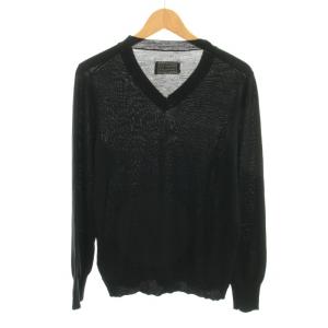 Martin Margiela 14 メゾンマルジェラ ここのえ 15AW ニット セーター Vネック 長袖 ハイゲージ ウール S 黒 ブラック