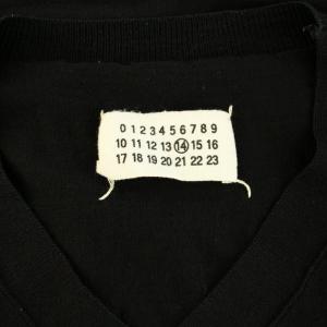 Martin Margiela 14 メゾンマルジェラ ここのえ 15AW ニット セーター Vネック 長袖 ハイゲージ ウール S 黒 ブラック