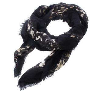 GUCCI アラベスク ショール フリンジ GG柄 ストール ブラック 415538 3G856