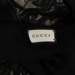 GUCCI アラベスク ショール フリンジ GG柄 ストール ブラック 415538 3G856