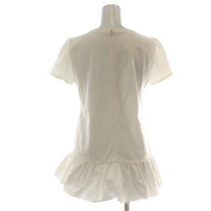 BORDERS at BALCONY Tシャツ カットソー 半袖 クルーネック ペプラム フリル ロゴ刺繍 36 S 白 ホワイト