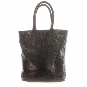HIROFU トートバッグ クロコ型押し レザー 黒 ブラック