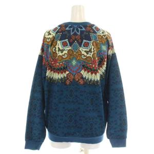 adidas Originals The Farm Company BORBOMIX スウェット トレーナー 長袖 クルーネック 総柄 ロゴプリント S 青