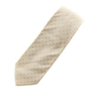 ネクタイ レギュラータイ ドット柄 ロゴ モノグラム 絹 シルク ベージュ 水色 ライトブルー