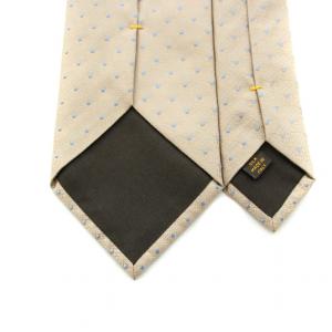 LOUIS VUITTON ネクタイ レギュラータイ ドット柄 ロゴ モノグラム 絹 シルク ベージュ 水色 ライトブルー
