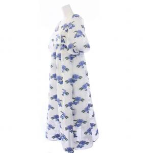 Chesty 22AW ワンピース ひざ丈 半袖 フレア 花柄 総柄 0 XS 白 ホワイト