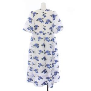 Chesty 22AW ワンピース ひざ丈 半袖 フレア 花柄 総柄 0 XS 白 ホワイト