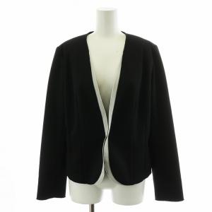 Leilian ネミカ NEMIKA スーツ セットアップ 上下 ノーカラージャケット フレアスカート ひざ丈 11 L 黒 ブラック