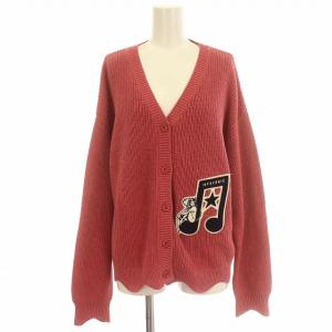 カーディガン DEVIL SOUND PATCH リブ ニット ワッペン F ピンク