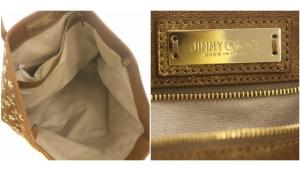 JIMMY CHOO サシャ スタースタッズ トートバッグ レザー 茶 ゴールド